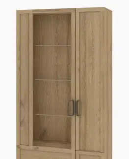 Vitríny Vitrína z masívu BIMBO 12 s LED, dub divoký / artisan olej