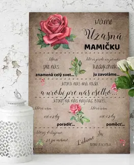 Tabuľky s venovaním (darčeky) Darček pre mamu - Personalizovaný obraz na stenu