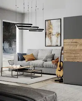 Šatníkové skrine BASIA LUX 200 šatníková skriňa, grafit/smrek