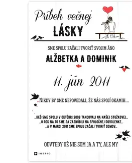 Obrazy s textom Darček na svadbu - Príbeh večnej lásky pre novomanželov - tabuľka