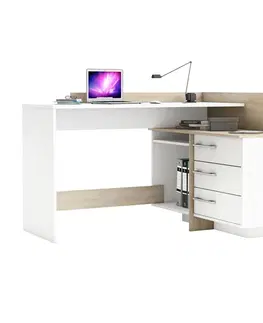 Písacie a PC stoly Písací stôl rohový THALES 484881 dub/biela
