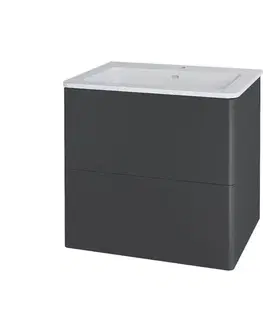 Kúpeľňový nábytok Mereo Siena, kúpeľňová skrinka s umývadlom z liateho mramoru 61 cm, antracit mat CN430M