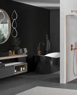 Sprchové dvere MEXEN/S - Kioto L Sprchová zástena WALK-IN 50 x 200, transparent, meď kartáčovaná 800-050-103-65-00