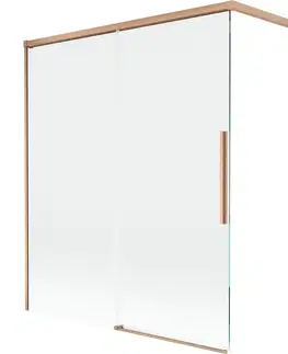 Sprchové dvere MEXEN/S - Rox vaňová zástena 2-krídlová posuvná 140 x 150, transparent, meď kartáčovaná 8C9-140-003-65-00