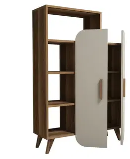 Knižnice Knižnica Form - Walnut, Cream