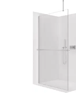 Držadlá k vani CERANO - Sprchová zástěna Walk-in Onyx Top Round L/P - 10 mm - kulatá vzpěra + polička/držák na ručníky - chrom, transparentní sklo - 160x200  CER-8050BD785927