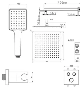 Kúpeľňové batérie SAPHO - SMART SELECT podomietková termostatická sprchová súprava, 2 výstupy, vystúpenie, zlato mat RP042GB-01