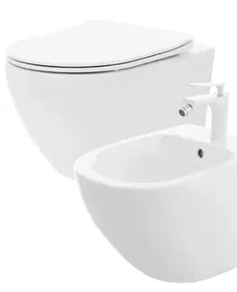Záchody REA - Sada závesnej WC misy CARLO Flat Mini Rimless + závesného Bidetu CARLO Mini KPL-C2760