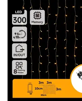 LED osvetlenie  B.V.  - LED Vonkajšia vianočná reťaz 300xLED/8 funkcií 6x3m IP44 teplá biela B103031O3