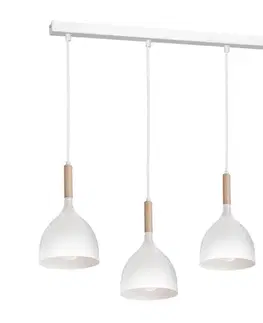 Svietidlá  Luster na lanku NOAK WOOD 4xE27/15W/230V biela/buk 3710