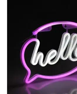 Svietidlá  LED Neónová nástenná dekorácia HELLO LED/3W/3xAA USB ružová 327147