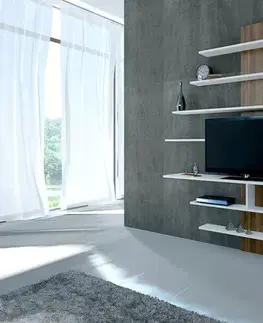 Obývacie steny TV skrinka / Obývacia stena Zebra - White, Walnut