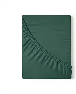 Plachty Kvalitex Saténové prestieradlo s gumou tmavozelená, 100 x 200 cm