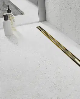 Sprchovacie kúty MEXEN - Flat 360 Slim žľab otočný 110 cm zlato 1541110