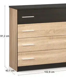Komody NABBI Verify CH-4DRWS zásuvková komoda dub sonoma / wenge