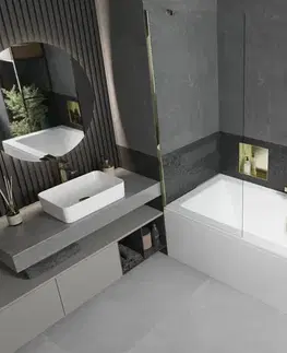 Sprchové dvere MEXEN/S - Cube obdĺžniková vaňa 170 x 80 cm s panelom + vaňová zástena 80, transparent, zlatá 550517080X9508000050