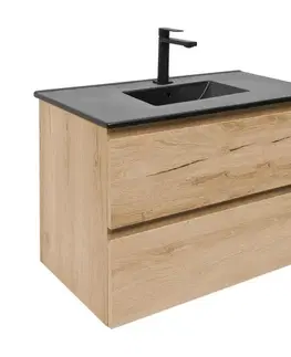 Kúpeľňový nábytok Kúpeľňová skrinka 2 zásuvková s umývadlom SAT B-Way 79x50x45 cm dub mat BWAY280OAKU4B2B BWAY280OAKU4B2B