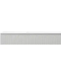 Kúpeľňový nábytok MEXEN/S - Rivel kúpeľňová skrinka 160 cm s umývadlom Otis, 1 šuplík, reliéf, šedá mat/biela mat 91A20-16023-1-BF62-W18M01