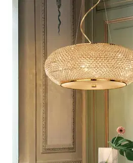 Svietidlá Ideal Lux - LED krištáľový luster na lankách PASHA 14xE14/40W/230V pr. 65 cm zlatý 164984