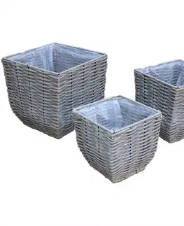 Záhrada Kvetináč prútený štvorcový 34x35h sivý