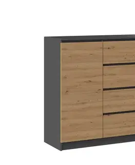 Komody a skrinky Moderná komoda 2D4S, antracit/ dub artisan