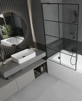 Sprchové dvere MEXEN/S - Vega obdĺžniková vaňa 150 x 70 cm s panelom + vaňová zástena 100, čierna vzor 550115070X9510007077