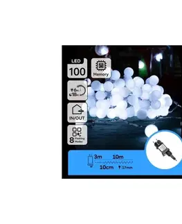 LED osvetlenie  B.V.  - LED vonkajší dekoratívny svetelný reťazec 100xLED/3,6W/230V/8 funkcií 10m IP44 studená biela B103031RH