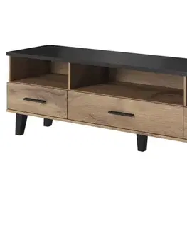 TV stolíky CAMA MEBLE Lotta 180 3S3K tv stolík dub wotan / čierna