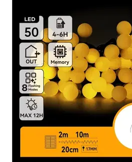 LED osvetlenie  B.V.  - LED Solárna dekoračná reťaz 50xLED/8 funkcií 12m IP65 teplá biela B10201JE2