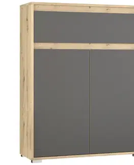 Komody NABBI Thebes CH-2D1DRW dvojdverová komoda so zásuvkou dub artisan / sivá
