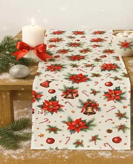 Obrusy Vianočný obrus Vianočná ruža 40x170cm TiaHome