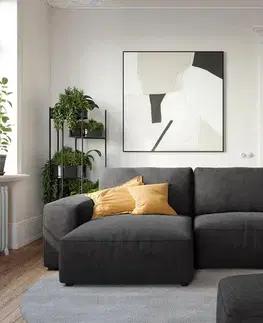 Rohové sedacie súpravy DELIFE Rohová pohovka Lanzo 230x155 cm mikrovlákno čierna variabilné ležadlo s taburetom