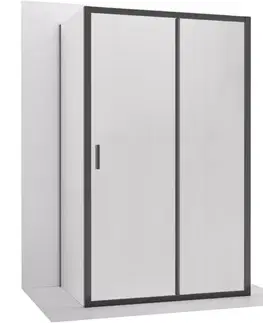 Sprchovacie kúty CERANO - Trojstenný sprchovací kút Varone LINE UL/P - 6 mm - čierna matná, mliečne sklo - 150x70 - posuvný CER-DY505-90220