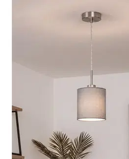 Svietidlá BRILAGI - LED luster na lanku NUBILA 1xE27/60W/230V pr. 14 cm svetlosivá EG32515+BG2454