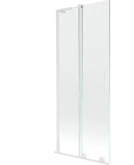 Sprchové dvere MEXEN/S - Velar L dvojkrídlová posuvná vaňová zástena 80 x 150, transparent, biela 896-080-003-01-20