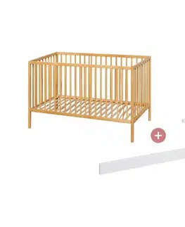 Postieľky PETITE&MARS - Detská postieľka + zábrana NELA BEECH 120x60 cm buk VP-F197531