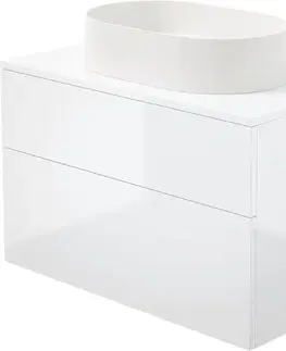 Kúpeľňový nábytok DEANTE - Prizma biela kúpeľňová skrinka, s granitovým umývadlom - 55x35 cm; SD6B8SAU6S
