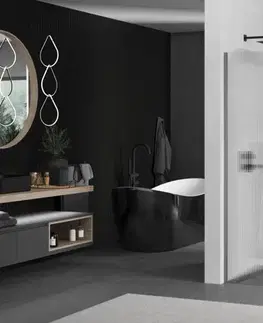 Sprchové dvere MEXEN/S - Kyoto Sprchová zástena WALK-IN 110 x 200, prúžky 8 mm, grafit metal 800-110-101-95-09