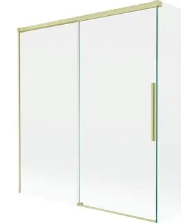 Sprchové dvere MEXEN/S - Rox vaňová zástena 2-krídlová posuvná 150 + 70 x 150, transparent, zlatá kartáčovaná 8C9-150-070-55-00