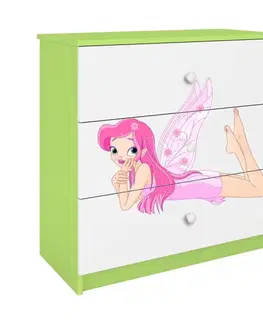 Komody so zásuvkami Detská komoda Babydreams zelená – Víla 2