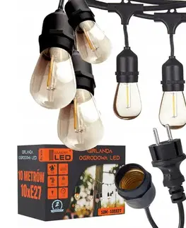LED osvetlenie SmartLED LED vonkajší dekoratívny svetelný reťazec 10xE27/1W/230V 10,94 m IP44 čierny 4532