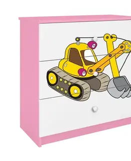 Komody so zásuvkami Detská komoda Babydreams ružová – Rýpadlo