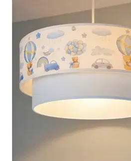 Svietidlá BRILAGI-LED Detský luster na lanku BOBO 1xE27/60W/230V pr.40 cm krém./modrá/medvedík 8590828051220