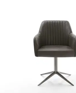 Jedálenské stoličky DELIFE Otočná jedálenská stolička Greg-Flex mikrovlákno antracit vintage podstava grafit 360° otočná hojdacia funkcia vrecková pružina