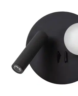Svietidlá Lucide 77286/02/30 - LED Nástenné svietidlo MATIZ 2xLED/3,5W/230V USB čierna 77286/02/30