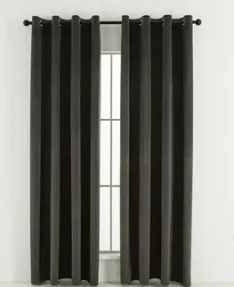Závesy MKLozkoviny.sk Zamatové zatemňovacie závesy Cesar sivohnedé - 140 x 160 cm (2ks) - krúžky