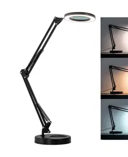 Lampy BRILAGI - LED Stmievateľná stolná lampa s lupou LED/12W/5V 3000/4200/6000K čierna BRI007