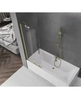 Sprchové dvere MEXEN/S - Velar Dvojkrídlová posuvná vaňová zástena 75 x 150, transparent, zlatá kartáčovaná 896-075-000-01-55