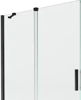 Sprchové dvere MEXEN/S - Velar Dvojkrídlová posuvná vaňová zástena 120 x 150, transparent, čierna 896-120-000-01-70