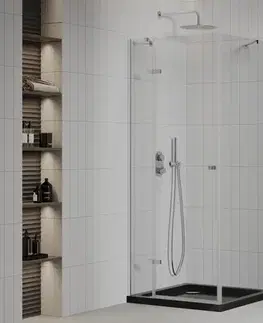 Vane MEXEN/S - Roma sprchovací kút 80x80, transparent, chróm + čierna vanička so sifónom 854-080-080-01-00-4070